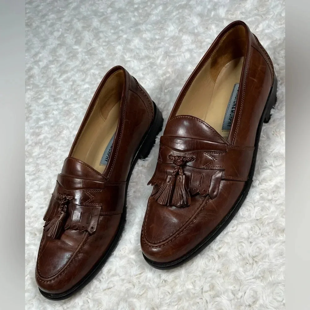 Johnston & Murphy | Brown Moc Toe Slip On Dress Kiltie Tassel Loafers